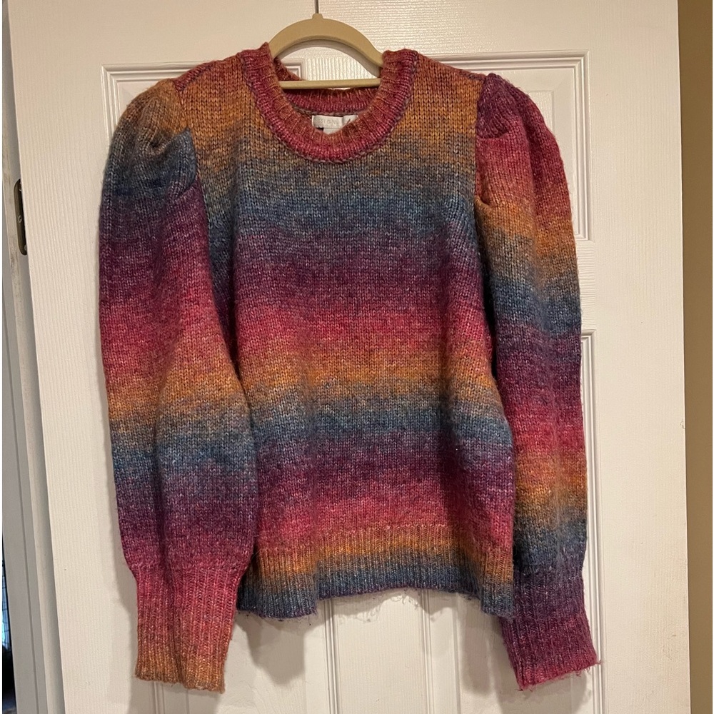 Multi color sweater with shoulder detail. Size Large. Excellent condition